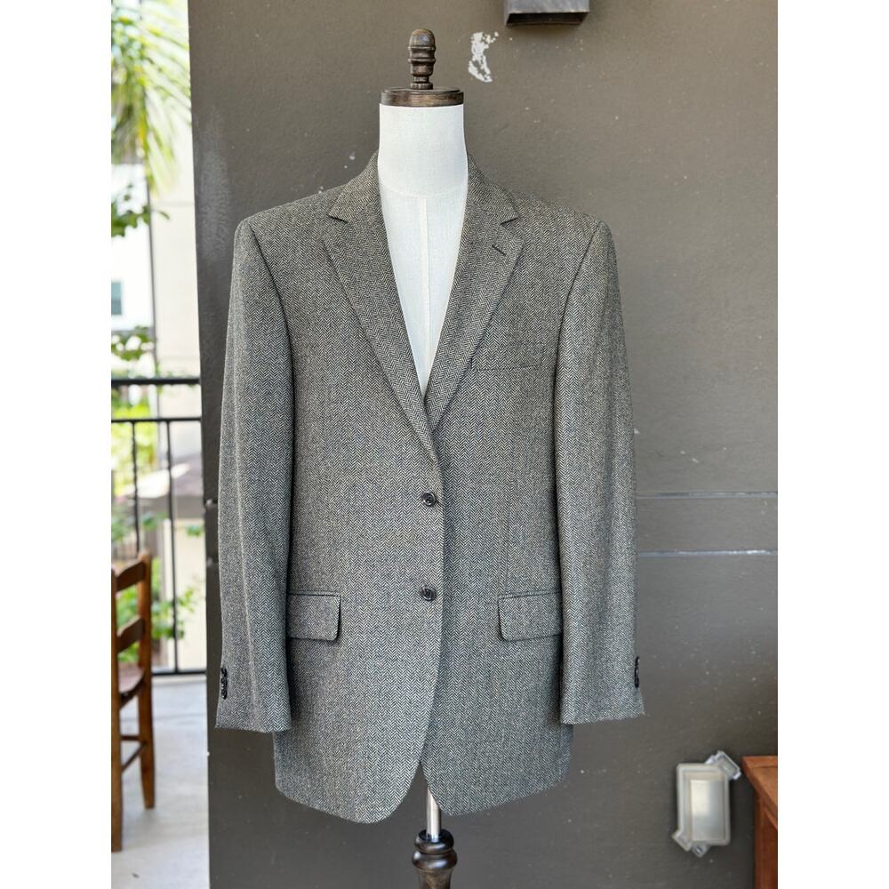 Nordstrom Men’s 44 Long & Tall Wool Cashmere Gray Harris Tweed Sport Coat Blazer